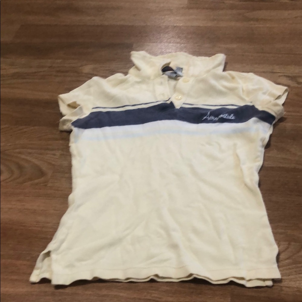 Aeropostale Cream and Blue Women's Top
